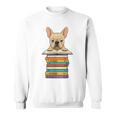 Cute French Bulldog Reading On Pile Of Books Sweatshirt Cute French Bulldog Reading On Pile Of Books Sweatshirt