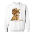 Cute Girl Open Book Reading Book Lover Graphic Round Glasses Sweatshirt Cute Girl Open Book Reading Book Lover Graphic Round Glasses Sweatshirt