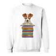Cute Jack Russel Dog Reading On Pile Of Books Premium Tri-Blend Sweatshirt