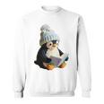 Cute Penguin Reading Book Faux-Crochet Print Sweatshirt