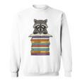 Cute Raccoon Reading On Pile Of Books Sweatshirt