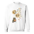 Cute Reading Cat With Kitten Dandelion Flowers Book Lover Sweatshirt