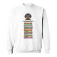 Cute Wiener Dog Dachshund Reading On Pile Of Books Sweatshirt
