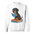 Dachshund Dog With Glasses Reading Book Librarian Sweatshirt Dachshund Dog With Glasses Reading Book Librarian Sweatshirt