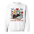 El Salvador Hispanic Heritage Month Book Cute Floral Cat Art Sweatshirt