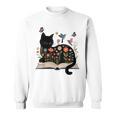 Floral Cat Reading Book Kitten Illustration Sweatshirt