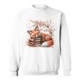 Fox And Book Lover Graphic For Women And Spring Pink Flower Sweatshirt