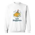 Lit Happens Book Party Hat Confetti Literary Pun Sweatshirt