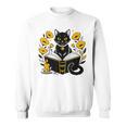 Mystic Cat With Spell Book Candle Flowers Witchcore Men Women Kids Sweatshirt