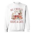 All I Need Is Books And Cats Valentines Day Reading Bookworm Sweatshirt