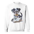 Nerdy Schnauzer Dog Book Lover Glasses Cute Pet For Men Women Kids Sweatshirt