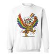 Owl With Pride Flag Book Lover Rainbow Library Sweatshirt