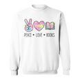 Peace Love Books Pastel Reading Heart Art For Book Lovers Sweatshirt