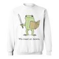 We Read At Dawn Bookish Frog Reading Sweatshirt