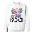 Readsolotl Cute Axolotl Reading Book Kawaii Pink Aesthetic Sweatshirt