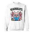 Readsolotl Pink Kawaii Axolotl Book Lover Reading Sweatshirt