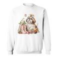 Shih Tzu Dog Garden Collections Books And Strawberries Sweatshirt Shih Tzu Dog Garden Collections Books And Strawberries Sweatshirt