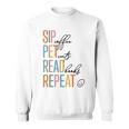 Sip Coffee Pet Cats Read Books Repeat Book Cat Lover Sweatshirt