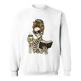 Skeleton Girl Drinking Coffee And Reading Book Sweatshirt