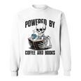 Skeleton Reading Book With Coffee Sweatshirt
