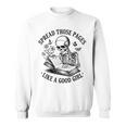 Spread Those Pages Like A Good Girl Skeleton Floral Book Sweatshirt Spread Those Pages Like A Good Girl Skeleton Floral Book Sweatshirt