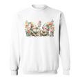 Teacher Gnome Motif Floral Stack Of Books Decor Cute Reading Sweatshirt