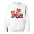 Turkey Reading Books Fall Thanksgiving Teacher Book Lovers Sweatshirt