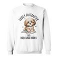 Vintage Easily Distracted By Dogs And Books Puppy Art Lover Sweatshirt