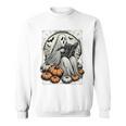 Vintage Ghost Reading Book Pumpkins Goth Halloween Teachers Sweatshirt Vintage Ghost Reading Book Pumpkins Goth Halloween Teachers Sweatshirt