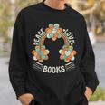 70s Groovy Rainbow Reading Outfit Hippie Peace Love Books Sweatshirt Gifts for Him