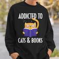 Addicted To Cats And Books Orange Tabby Cat Men Women Kids Sweatshirt Gifts for Him