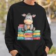 Adorable Donkey With Heart Sitting On Colorful Book Stack Sweatshirt Gifts for Him Adorable Donkey With Heart Sitting On Colorful Book Stack Sweatshirt Gifts for Him