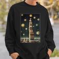 Astrologist Sitting On The Tower Of Stacked Up Books Starry Sweatshirt Gifts for Him