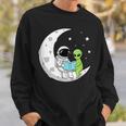 Astronaut And Alien Reading On Moon Space Book Lover Sci Fi Sweatshirt Gifts for Him