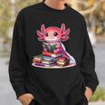 Axolotl Reading Bookworm Book Lovers Sweatshirt Gifts for Him