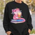 Axolotl With Strawberry Matcha And Books Sweatshirt Gifts for Him