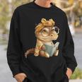 Baby Crocodile Small Book Reading Reptile Graphic Portrait Sweatshirt Gifts for Him Baby Crocodile Small Book Reading Reptile Graphic Portrait Sweatshirt Gifts for Him