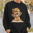 Baby Monkey Open Book Reading Animal Lover Graphic Portrait Sweatshirt Gifts for Him