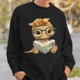 Baby Turtle Open Book Reading Animal Lover Graphic Portrait Sweatshirt Gifts for Him
