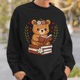 Bear Reading Book Graphic Bear With Book Floral Sweatshirt Gifts for Him
