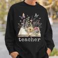 Beautiful Floral Open Book Teacher Men Women Sweatshirt Gifts for Him