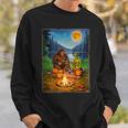 Bigfoot And Alien Reading Books Campfire Halloween Sweatshirt Gifts for Him