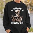Bonafide Reader Cute Skeleton Reading a Book Lover Bookish Sweatshirt Gifts for Him