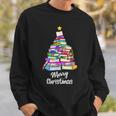 Book Christmas Tree Xmas Lights Librarian Merry Christmas Sweatshirt Gifts for Him