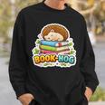 Book Hog Lover Hedgehog Owner Erinaceinae Bookworm Pun Joke Sweatshirt Gifts for Him