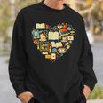Book Lover Heart Reading Stack Bookworm Sweatshirt Gifts for Him