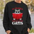 Book Lover Nerd Reading Teacher Bookworm Ladies Cat Sweatshirt Gifts for Him