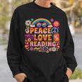 Book Peace Bookworm Hippie Rainbow Peace Sign Sweatshirt Gifts for Him