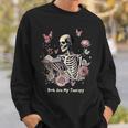 Book Are My Therapy Skeleton Book Reading Floral Butterfly Sweatshirt Gifts for Him Book Are My Therapy Skeleton Book Reading Floral Butterfly Sweatshirt Gifts for Him