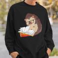 Book Reading Bookworm Forest Animal Wildlife Cute Hedgehog Sweatshirt Gifts for Him